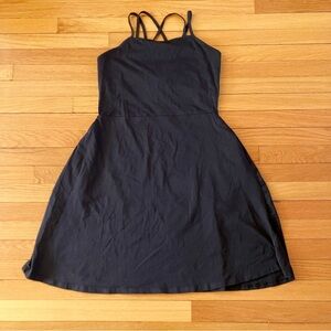 Pact Black Organic Cotton Shelf Bra Minimalist Simple Tank Midi Dress Large